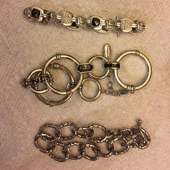 Set of three bracelets silver and black - Picture 1 of 4